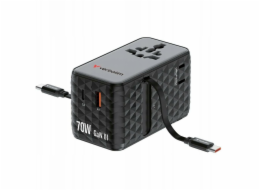 Verbatim Cestovní adaptér EU/UK/US GaN 1x USB-C/1x USB-A/2x USB-C PD 70W černý 30186