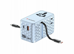 Verbatim Cestovní adaptér EU/UK/US GaN 1x USB-C/1x USB-A/2x USB-C PD 70W modrý 30187