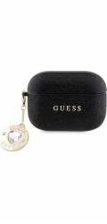 Guess Guess GUAP2PGEHCDK Kryt na AirPods Pro 2 černý/černý Pevný třpytivý přívěsek s diamantem ve tvaru srdce