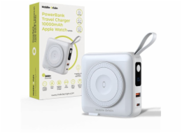 Mobile Origin Powerbanka a cestovní nabíječka kabel Lightning/USB-C, kompatibilní s MagSafe/AW/iPhone, bílá