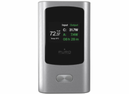 Puro Powerbanka 10000mAh, 1x USB-A + 1x USB-C, 45W, s displejem, šedá