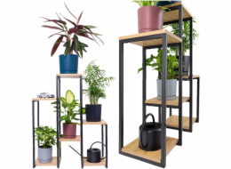 Strado Kovový stojan na květiny PANORAMA, 6 úrovní – elegantní stojan na květiny a rostliny, dub