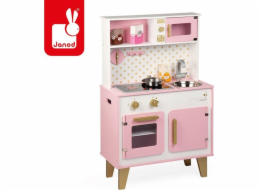 Janod Velká dřevěná kuchyň se zvukem a 6 doplňky Candy Chic (J06554)