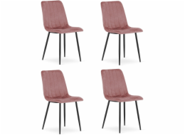 Leobert Růžová sametová židle s černými nohami do jídelny nebo kuchyně LAVA x4