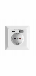 Orno Jednoduchá zásuvka 2P+Z (Schuko), USB-A + USB-C, výstup 5VDC, max. 2,8A