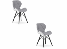 Leobert Židle LAGO šedobílá čalouněná, 2 ks, ekokůže, černé nohy