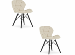 Leobert Béžově čalouněná sametová židle LAGO s černými nohami do kuchyně x2