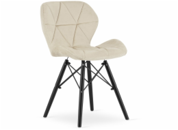 Leobert Béžová čalouněná sametová židle LAGO s černými nohami do kuchyně