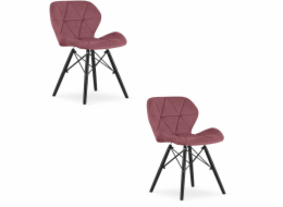 Leobert Židle LAGO tmavě růžové sametové čalounění s černými nohami do jídelny x2