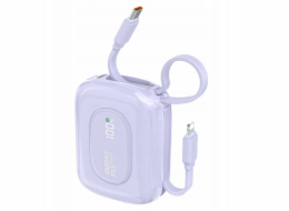 Dudao Powerbanka K32 10000 mAh s vestavěným kabelem USB-C/Lightning - fialová