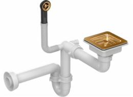 Quadron UNIQUE Dřez čtvercový, s ucpávkou a sifonem, 1komorový, měděný, PVD (GRANIT - vertikální), úspora místa