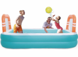JiLong RODINNÝ NAFUKOVACÍ BAZÉN OBDÉLNÍKOVÝ SE 2 KRUHY A BRANKAMI 258x170x50CM 51471