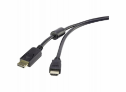 Renkforce RF-3301446, 3 m, DisplayPort, HDMI Typ A (Standard), Zástrčka, Zástrčka, Zlatý