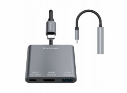 Wozinsky Hub WHCH-01 USB-C PD 100W HDMI 4K@30Hz USB-A 10Gbps - šedý