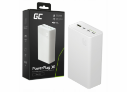 Green Cell Greencell PowerPlay 30 - bílá powerbanka 30 000 mAh, 22,5 W, 4 porty
