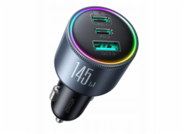 Joyroom&nbsp;JR-CCN07&nbsp;145W&nbsp;nabíječka&nbsp;do&nbsp;auta&nbsp;2xUSB-C&nbsp;USB-A&nbsp;+&nbsp;100W&nbsp;USB-C&nbsp;kabel&nbsp;-&nbsp;tmavě&nbsp;šedá
