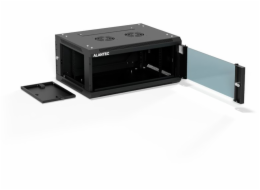 Alantec Nástěnná rozvaděč 19 4U 600x450, jednokřídlé skleněné dveře, plně odnímatelný zadní kryt, plně odnímatelné boční kryty, uzamykatelná, 4 nosníky, černá, ALANTEC