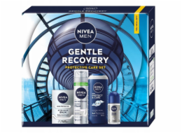 NoName NIVEA_SET Men Gentle Recovery Ochranná sada péče pěna na holení Silver Protect 200ml + balzám po holení Silver Protect 100ml + sprchový gel 3 v 1 Protect & Care 250ml + antiperspirant roll-on S
