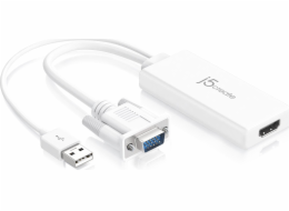 j5create USB adaptér j5create JDA214 Kabelový adaptér 0,176 m VGA, USB A HDMI bílý