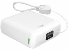 Puro Powerbanka 10000mAh 20W USB-C USB-A s displejem a vestavěným kabelem USB-C - bílá