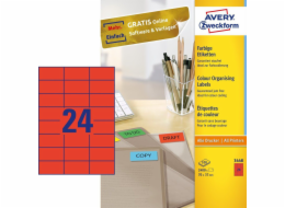 Avery Zweckform Barevné etikety 70 x 37 mm červené (3448)