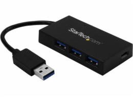 Startech 4 Port USB 3.0 Hub, USB Type-A Hub with 1x USB-C & 3x USB-A (SuperSpeed 5Gbps), USB Bus or Self-Powered, Portable USB 3.1/USB 3.2 Gen 1 BC 1.2 Charging Hub w/ Power Adapter - Windows/macOS/Li