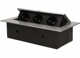 Orno Zápustné zásuvky 3x250V AC s plochým okrajem, černé (OR-AE-1371/B)