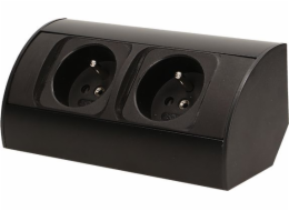 Orno Nábytková zásuvka bez vypínače, 2x2P+Z, černá