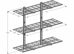 Ergosolid PG33B - Závěsná kovová garážová police Solid do 135 kg - Trojitá 915x305 mm