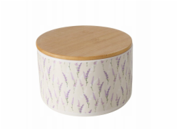 Boltze Keramická nádoba LEVANDULE s bambusovým víkem, O 16 cm