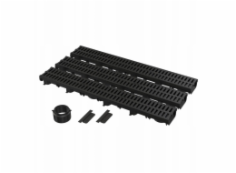 ALCADRAIN Garážová sada 3 m plastový rošt (2× zátka, 1× zásuvka DN110) rozměr 1000x137×60 mm - třída zatížení A15