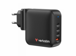Verbatim GaN USB 3.0 nabíječka, USB C, šedá, 165 W, vyměnitelné konektory C, G, A