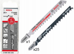Bosch Professional 25x T 144 D + 1x Expert Hardwood Fast T 144 DHM pilový list do přímočaré pily (na dřevo, tvrdé dřevo, příslušenství do přímočaré pily)