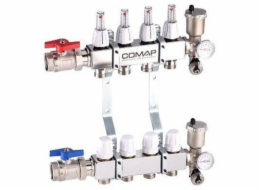 Comap Nerezový rozdělovač s termostatickým ventilem, průtokoměrem, automatickým odvzdušňovacím ventilem, vypouštěcím ventilem a 10-obvodovým teploměrem (DWZ)