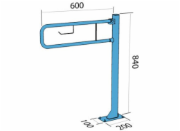 Lehnen Výklopné podlahové madlo s bílým papírem 25x1,5 mm, délka 600 mm