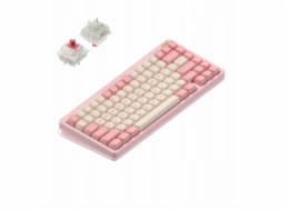 Nuphy - Halo75 v2 Bezdrátová mechanická klávesnice - Sakura Fizz Silent Red Clear-Top Bezdrátová mechanická klávesnice