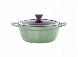 Mellow Yellow BUYDEEM Smaltovaný nepřilnavý hrnec 4,5 l, model CP152, příjemně nazelenalý