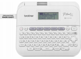 Brother Tiskárna štítků P-Touch PT-D410 - Popis - s/š - Termotransfer - 18 mm Breite - 180 dpi - až 20 mm/Sek. - USB - Řezačka - 5-zeiliger Druck, Druckvorschau, Spiegelschrift, Vertikaler Druck - Grau, weiss