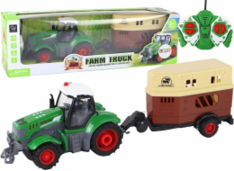 LeanToys RC traktor na dálkové ovládání, zemědělský přívěs, dálkové ovládání 1:24