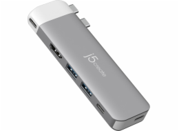 j5create USB HUB j5create JCD394-N huby a rozbočovače 2 x USB 3.2 Gen 2 (3.1 Gen 2) Type-C 5000 Mbit/s šedá, bílá