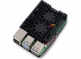 OEM skříň Raspberry Pi 5 se dvěma ventilátory - hliníková - černá