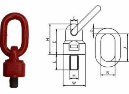 UN ŠROUB S OTOČNÝM A VÝKLOPNÝM OKEM M30*35MM 5,3T