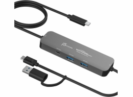 j5create JCH462-N USB 3.2 Gen 1 (3.1 Gen 1) Huby a rozbočovače typu A + typu C 5000 Mbit/s Šedá