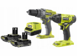 Ryobi Sada vrtačky ONE+ + rázového utahováku + 2 x 2,0Ah baterie a nabíječky