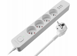 Defender Prodlužovací kabel SFS 133 1,5 m, 4 zásuvky, 3x USB, bílý