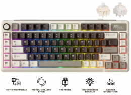 Royal Kludge Herní klávesnice RK L75 Mocha Gray s krémovými spínači