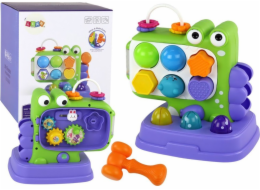 LeanToys Dinosaur Educational Panel Whac-A-Mole Sorter Game pro děti fialová