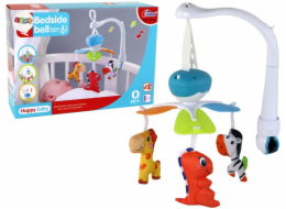 LeanToys Mobilní vozík do postýlky na baterie s univerzálním klipem a ramínky, modrý