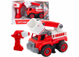 LeanToys Hasičský vůz s otočným ramenem, dálkové ovládání, šroubovák 2 v 1, LEAN Toys