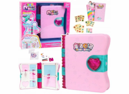 LeanToys Tajný deník s visacím zámkem, zápisník, skříňka, klíč, příslušenství, růžová